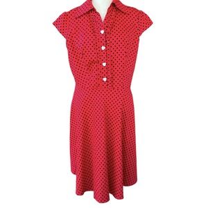 Wedtrend Pin Up Retro House Dress Red Black Polka Dots Heart Buttons‎ Womens 2XL
